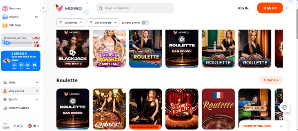 Live dealer games at monro casino