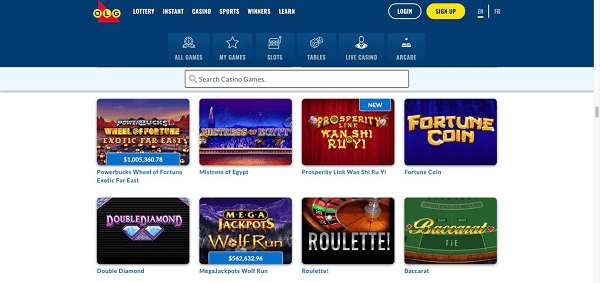 Browse through the well-loved games at OLG Casino in Ontario