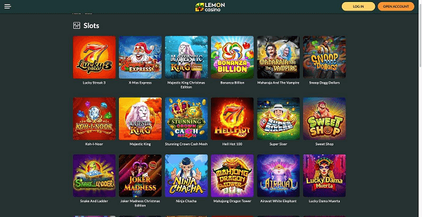 Popular slot games at Lemon Casino