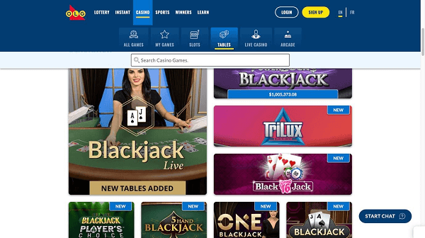 Experience the live blackjack atmosphere at PlayOLG Casino
