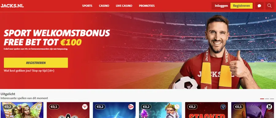 jacks casino homepage screenshot